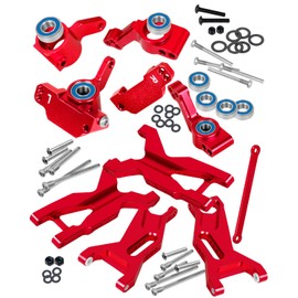RCHuiWow RC Upgrades Part for 1/10 Slash 2WD,Slash 2WD VXL,Alloy Aluminum Front Rear Suspension Arms,Caster Block, Steering Blocks,Rear Stub Axle Carriers,Red