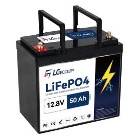 LGECOLFP 12V 50Ah 100Ah 200Ah LiFePO4 Battery With 100A BMS for Marine RV Solar System - 12V 50Ah Battery(50A BMS)