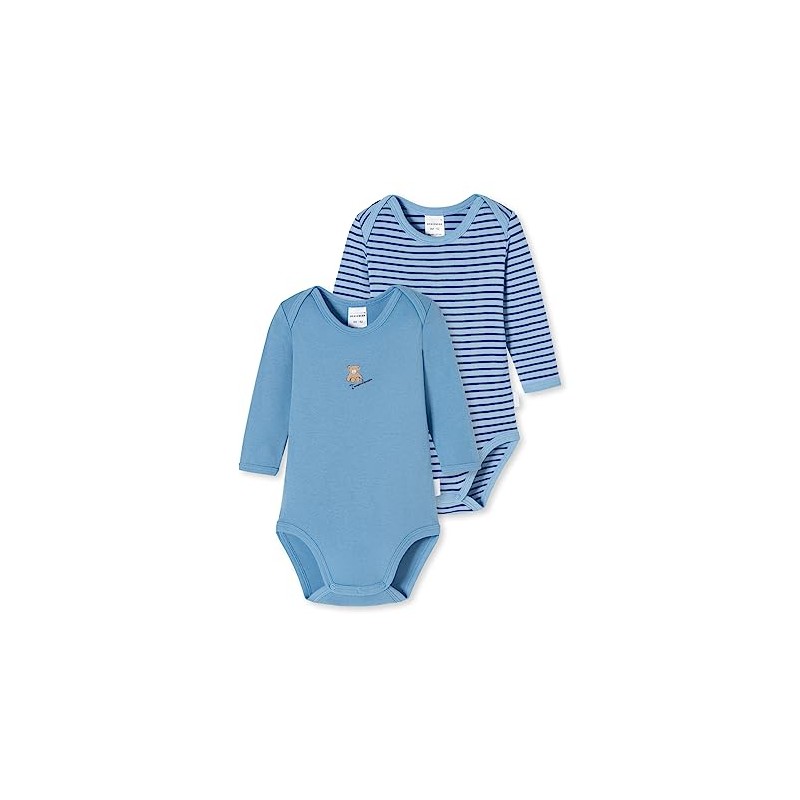 Schiesser Boys' 2 Pack Bodysuits Long Sleeve Organic Cotton -