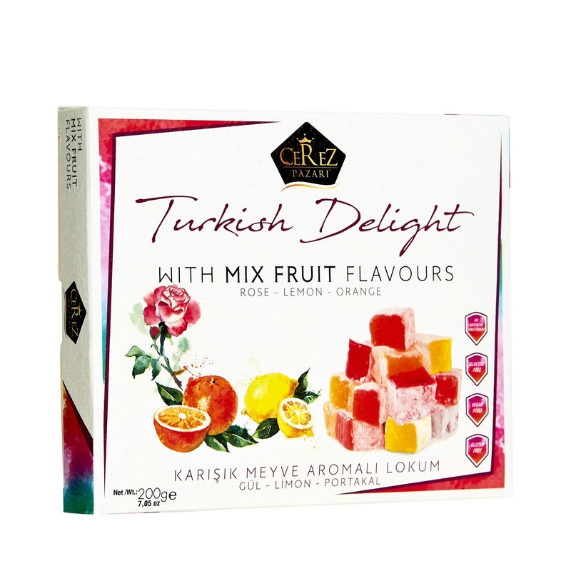 Cerez Pazari Turkish Delight with Rose, Orange and Lemon Mix