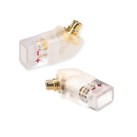 okcsc 1 Pair 0.78mm 2Pin Female (Contact Cable) to MMCX Male (Contact Headphone) Integration of Injection molding Craft Converter,Gold-Plated Plug Adapter Concave (Angled 2 Pin, Transparent)
