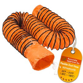 Flexible Duct Hose 8 Inch 25 Feet PVC Ducting Hose Flame Retardant with Adjustable Rope and D-Ring for Utility Blower Exhaust Fan