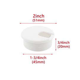 HJGarden 5pcs 1-3/4 inch Desk Wire Cord Cable Grommets Hole Cover for Office PC Desk Cable Cord Organizer Plastic Cover White
