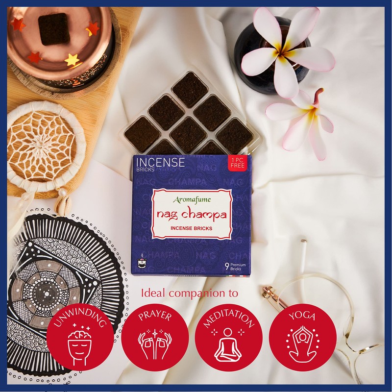 Nag Champa Incense Bricks Refill Pack (3 x 9 Bricks)