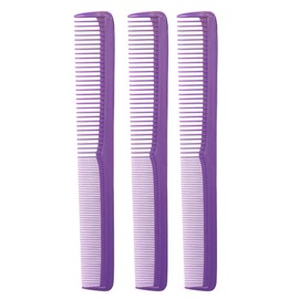 Styling Gear #150 Comb Set Of 3 Barber Cutting, Men's And Women's Pocket Combs For Hairstyling, Beard, And Mustache Grooming. Made In The USA. (Purple)