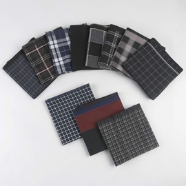 HOULIFE Men's Handkerchiefs Black Checkered Pattern Handkerchief 100% Soft Cotton Men's Hankies 11 PCS 17×17"