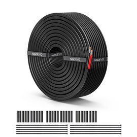 NAOEVO 18 Gauge Wire 2 Conductor Electrical Wire, 18 AWG Stranded PVC Cord, 12V Low Voltage/Tinned Copper/Flexible Cable for Automotive Wiring, Lamp Cord, Marine Cable (50FT)