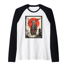 Retro Cyberpunk Samurai Japan Anime Alien Ukiyo-e Funny Art Raglan Baseball Tee