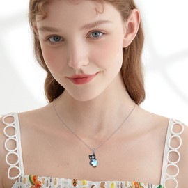 YAFEINI Black Cat Necklace 925 Sterling Silver Moonstone Pendant Animal Jewellery Gifts for Women Cat Lovers