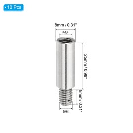 PATIKIL 10 Pcs M6x25+8mm Stainless Steel Standoff Extension Posts Screws,Metric Male Female Thread Adapters Spacer for PCB,Quadcopter Drone,Computer & Circuit Board Assortment Kit