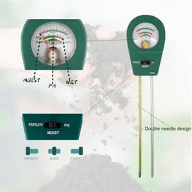 Aliangting 3-in-1 Soil Moisture/Fertility/pH Tester, Green Gardening Tool Kit for Garden, Lawn, Farm, Indoor and Outdoor Use (1pack)