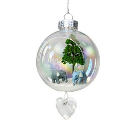 Elephants Christmas Ornament - Handmade Shatterproof Decorations for Indoor Outdoor Xmas Tree - Clear Ball Ornaments with Magnetic Crystal - Great Gift or Stocking Stuffer for Mom, Sister, Friend