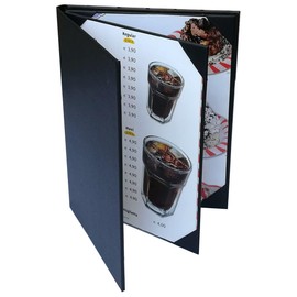 4 Pcs of Restaurant Menu Covers Holders 8.5" X 11" Inches, 3panel 4view,Sold by Case,with Clear PVC Sheets for Paper Protection