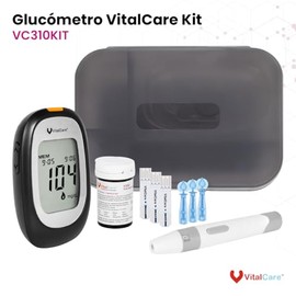 Vital Care Glucómetro 310 Kit Completo | 50 Tiras + 100 Lancetas | Fácil de Usar y Sin Codificación
