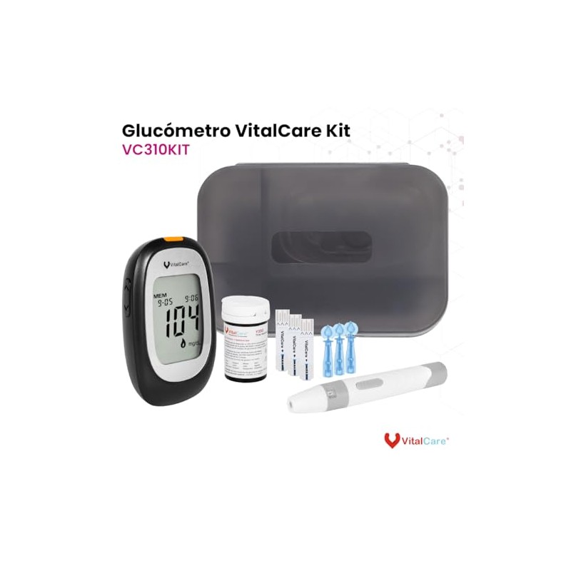 Vital Care Glucómetro 310 Kit Completo | 50 Tiras +
