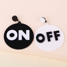 Punk Acrylic Spiral Circle Flowers Drop Earrings White Black Geometric Striped Checkered Dangle Earrings for Women Party Jewelry-letter