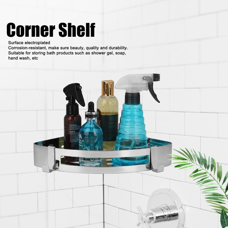 304 Stainless Steel Hollow Triangular Corner Shelf Shampoo Storage Rack