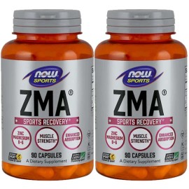 NOW Sports ZMA 800mg Zinc Magnesium Vitamin B6 2X90 or 1X180 caps Kosher