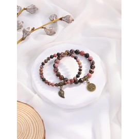 JSDDE Chakra Bracelet Made of Real Stones, Healing Stones Gemstones Bracelet, Wrap Bracelet, Multilayer Bracelets Set, Women's Bracelet with Tree of Life Pendant, Bracelet for Women, Sisters,