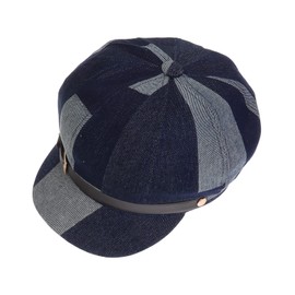 NiceYnn Cotton Baker Boy Cap for Women Girl, Retro 8 Panel Newsboy French Berets Painter Hat Flat Peaked Caps Denim Visor Denim Navyblue
