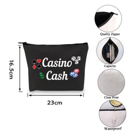 VAMSII Casino Cash Money Bag Casino Gambling Makeup Bag Casino Lover Accessory Pouch, black