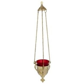Religious & Catholic Hanging Sanctuary Lamp With Ruby Glass