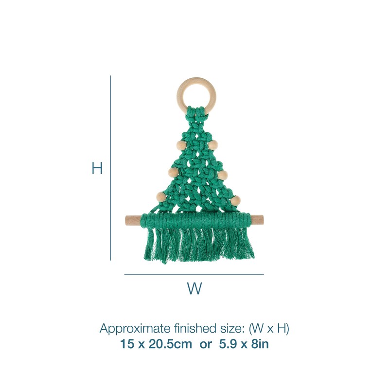 Trimits Make Your Own Macramé Decoration Kit, Festive Green Tree