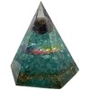 CHONIT Orgonite Pyramid Turquoise Hexagonal Protection Small with Rock Crystal