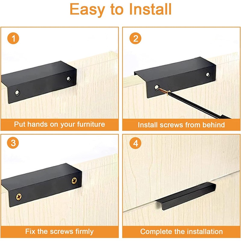 MOROBOR Black Mini Finger Edge Pull, 16pcs Concealed Handle Modern