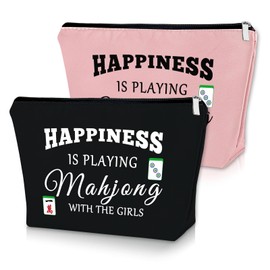 Sazuwu 2PCS Mahjong Gifts Makeup Bag Mahjong Lover Gifts for Mom Grandma Aunt Lucky Mahjong Cosmetic Bag Gifts for Mahjong Players Retirement Mothers Day Birthday Christmas Gifts Travel Pouch