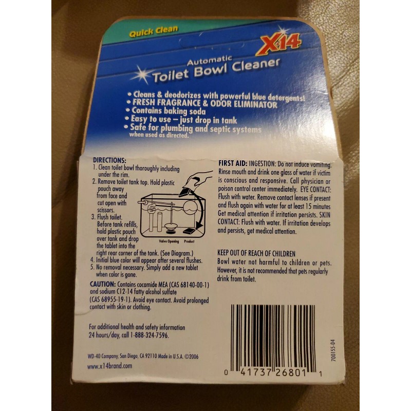 X-14 Automatic Toilet Bowl Deodorizer and Cleaner, Blue Plus Fragrance