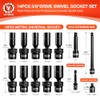 BLACKROBOT 3/8" Drive Swivel Socket Set, 14 Pieces Deep Universal