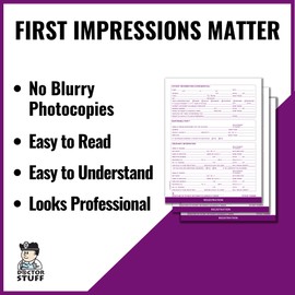 Medical and Dental Patient Registration Forms, 8-1/2" x 11" Letter Size, Intake Forms, Doctor Stuff, Dark Purple, Pack of 100 Sheets, Perfect for Dental and Physician Offices, No Holes