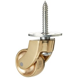 Merriway® BH01574 Brass Castor Caster Wheel, Screw In Type - Polished Solid Brass, 30mm Wheel