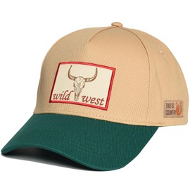 EDTREK Vintage Country Hat with Rope - Cowboy Baseball Hat - Western Trucker Hat （Bull - Sand with Green）