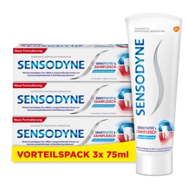 Sensodyne Sensitivity & Gum Toothpaste, 3 x 75 ml, Toothpaste for Improved Gum Health and Reduction of Pain Sensitivity