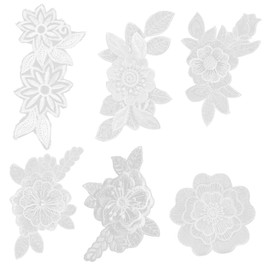 VILLFUL 6pcs Floral Lace Sewing Patch White Appliques for Clothing Crafts Embellishments for Jeans Bags Hats Stage Outfits