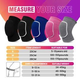 RYBTB Volleyball Knee Pads,Knee Pads for Women,Men,Kids,Girls,Knee Brace for Basketball Volleyball Football Dance Yoga Tennis Running Cycling Workout Climbing (Black, Medium)