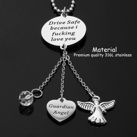 Kivosliviz Guardian Angel Rearview Mirror New Car Mirror Charms Guardian Angel Car Charm Window Hanging Ornament Car Interior Rearview Mirror Pendant