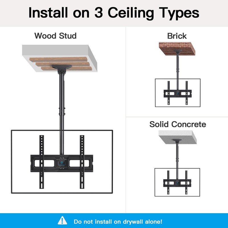 PERLESMITH Ceiling TV Mount for 26-65 inch Flat Screen Displays,