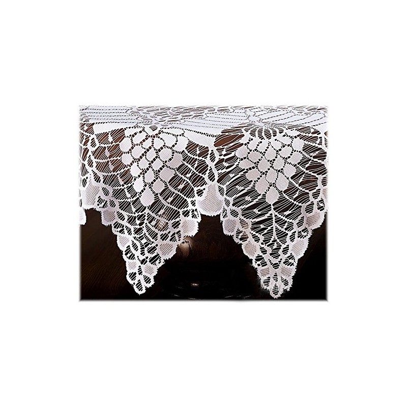 MforStyle White Tablecloth Round Lace table cloth Crochet Effect 59"