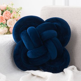 Xiashrk Knot Pillow, Decorative Throw Pillows with Soft Plush for Couch, 12" Knotted Pillows Navy Blue Dorm Room Decor Knot Pillow Ball Decorative Cushion for Bed Living Room
