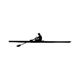 Side View Row Sticker - Decal - Die Cut - Rowing Sculling Crew Scull - Black 8.00" x 1.79"