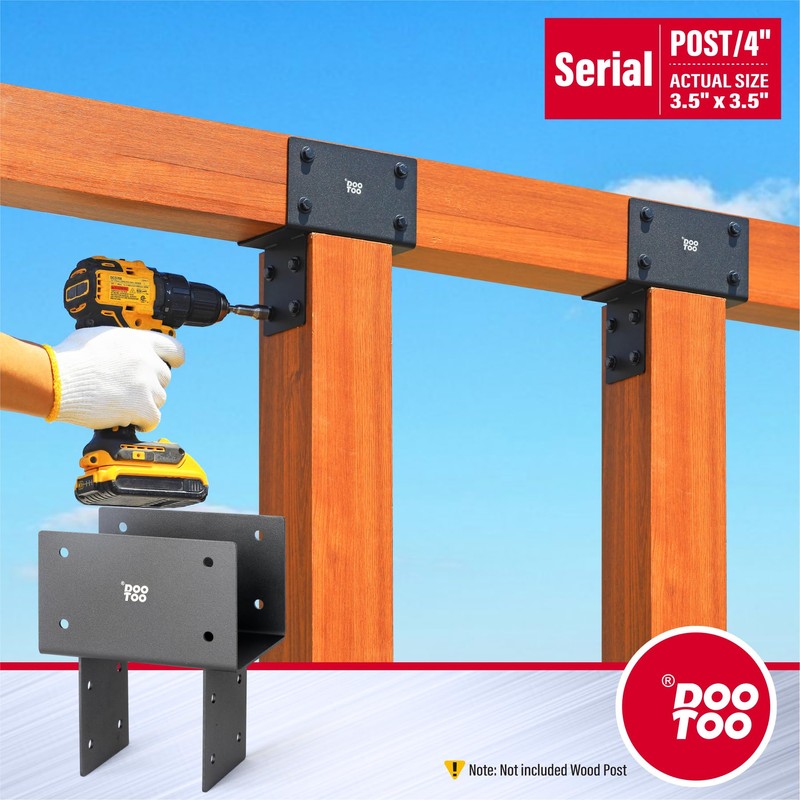 DOOTOO Stainless Steel Pergola Brackets, 4x4(Actual 3.5"x3.5") Post to Beam