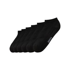 POTXRESD Men Ankle Socks 6 Pairs Athletic Running Socks Black Cotton Breathable Sport Wicking Work House Socks 6-12