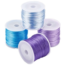 PH PandaHall Cuerda de nailon de 4 colores, cuerda de satén de 43.72 yardas de 2 mm, cuerda de cola trenzada de nailon para hacer joyas, manualidades, árbol de Navidad, adorno de nudo chino