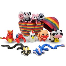 10 Articulated Figurines in Jumbo Multi-Color Egg, Autism Sensory Fidget, ADHD Stress Relief, Unique Gift Idea, Easter Basket Stuffer, Surprise Set (Multi-Color 01)