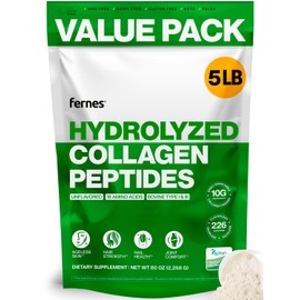 Fernes Collagen Powder for Women Men (5LB) Type I & III Flavorless & Odorless Easy-Mix Hydrolyzed Peptan Protein Peptides Joint Hair Skin & Nail Support Gluten-Free Non-GMO Keto Paleo Grass-Fed Kosher