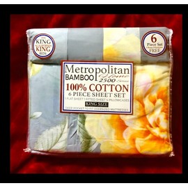 METROPOLITAN BAMBOO 2500 6pc SHEET SET KING SIZE, 2 free pillowcase,100