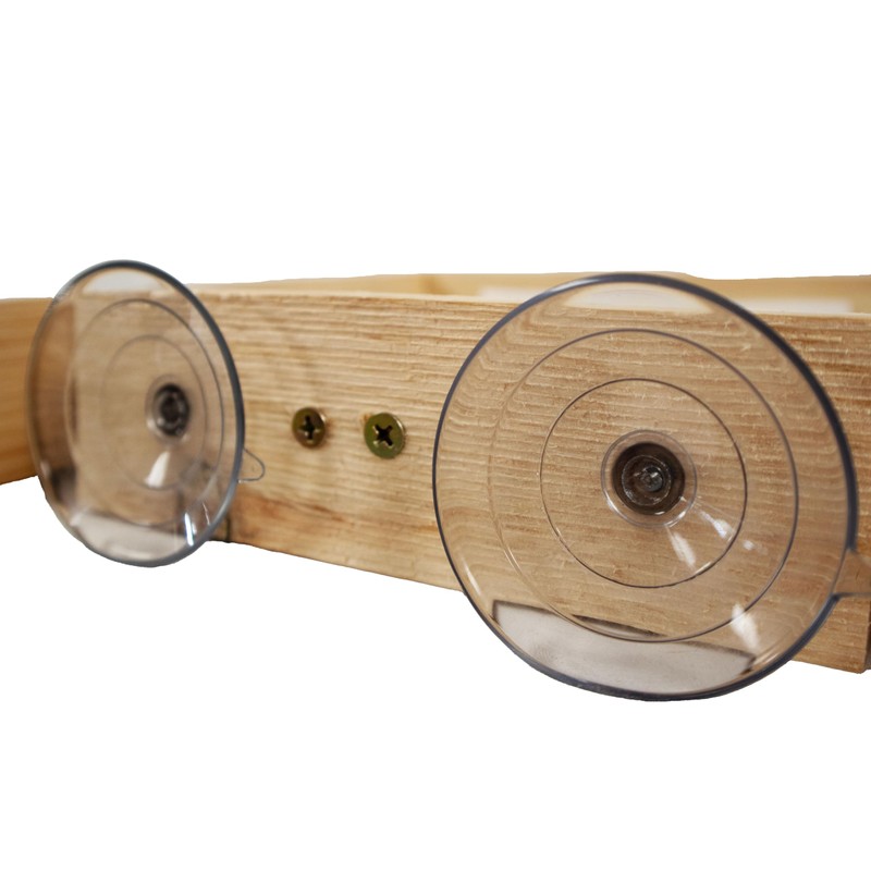 Wooden Mini Window Screen Bird Feeder – Handcrafted Eastern White